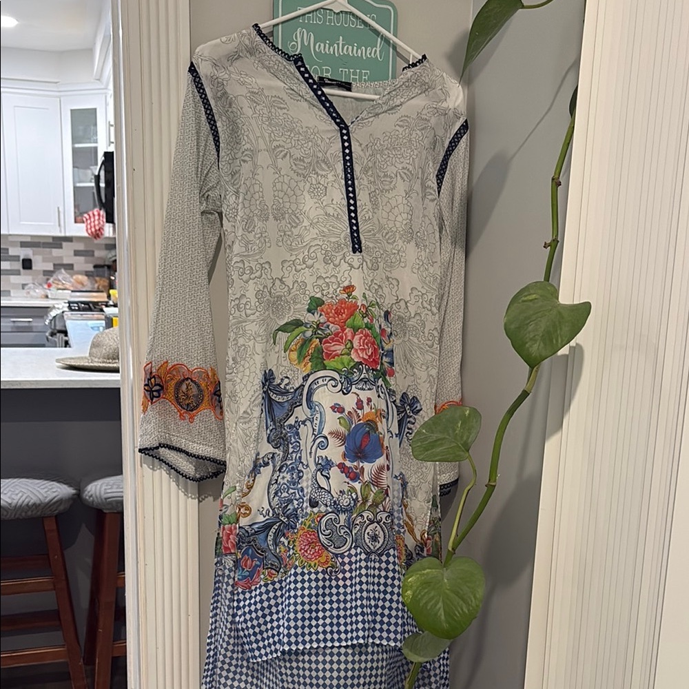 Floral and Geometric Patterned Dress